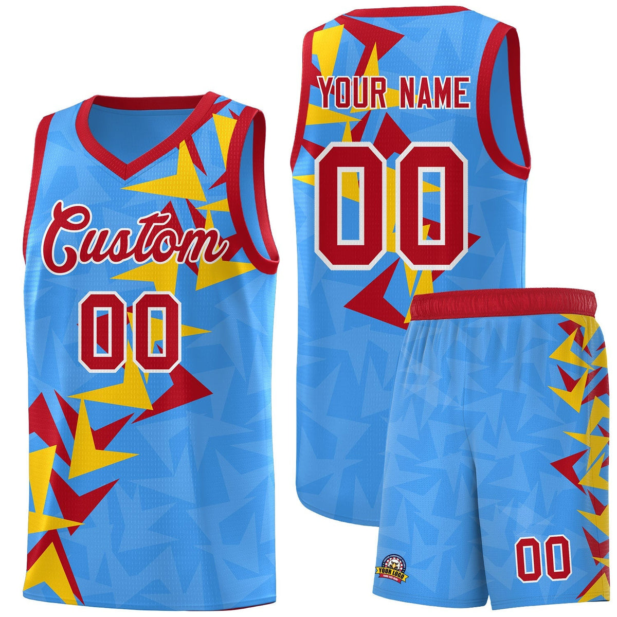 Custom Light Blue Boomerang Pattern Kits Basketball Jersey|KXKSHOP