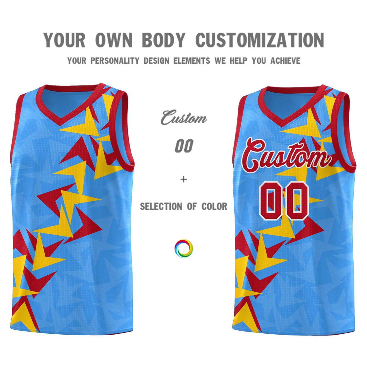 Custom Light Blue Boomerang Pattern Kits Basketball Jersey|KXKSHOP