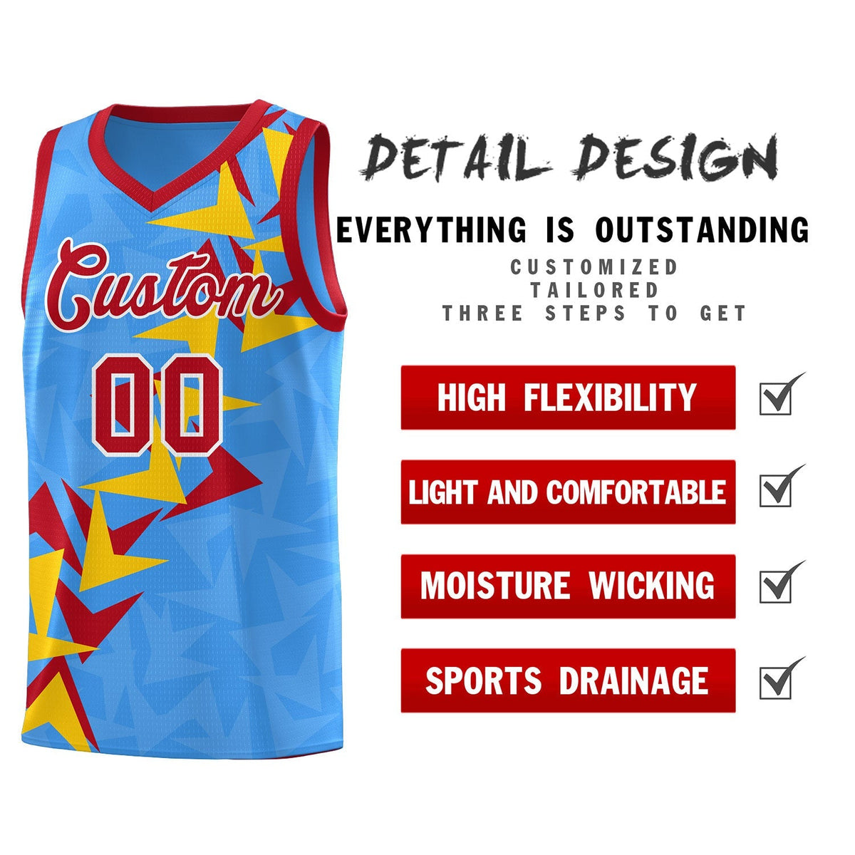 Custom Light Blue Boomerang Pattern Kits Basketball Jersey|KXKSHOP