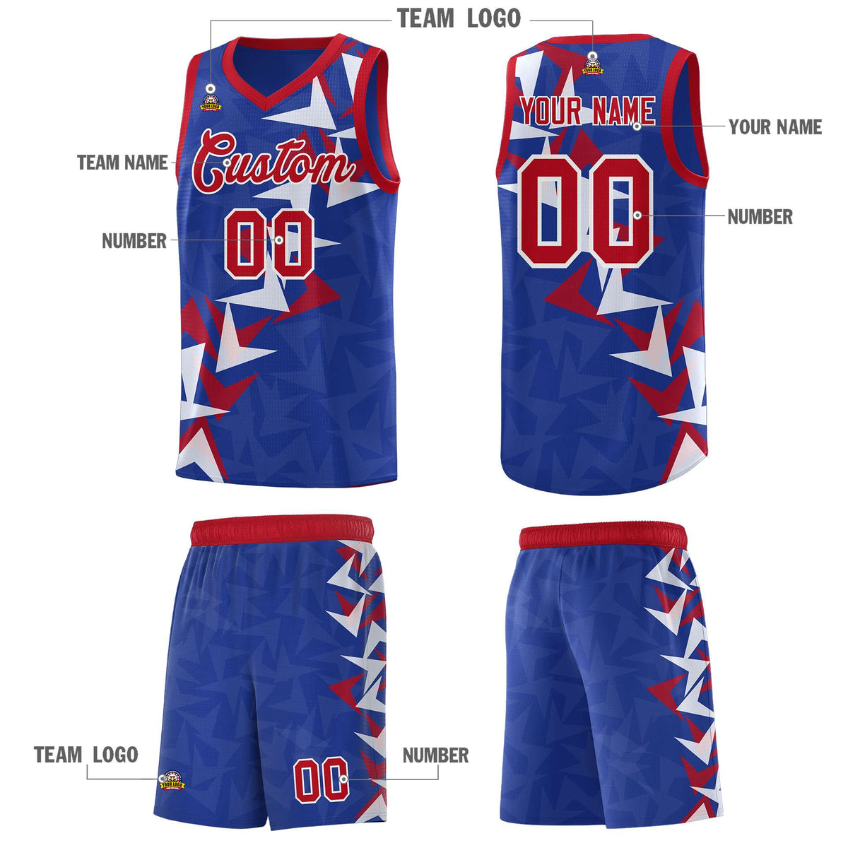 Custom Royal Boomerang Pattern Kits Basketball Jersey|KXKSHOP