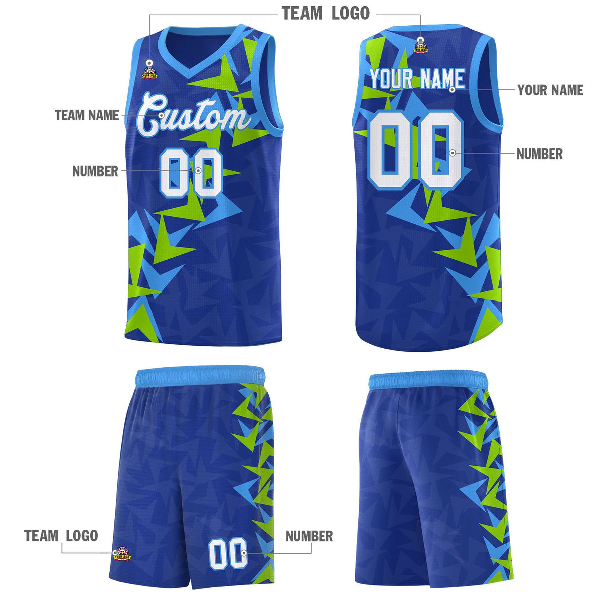 Custom Royal Boomerang Pattern Kits Basketball Jersey|KXKSHOP