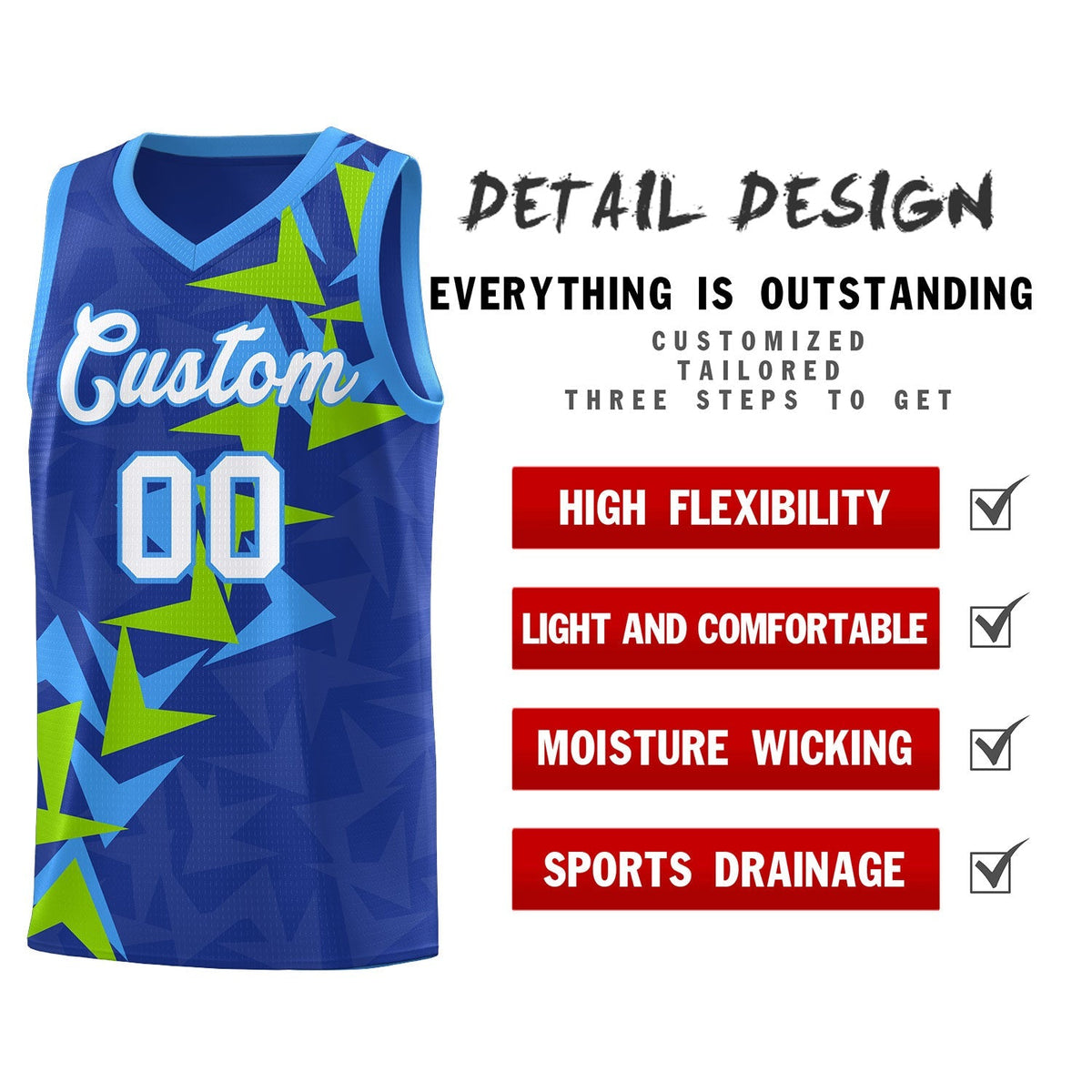 Custom Royal Boomerang Pattern Kits Basketball Jersey|KXKSHOP