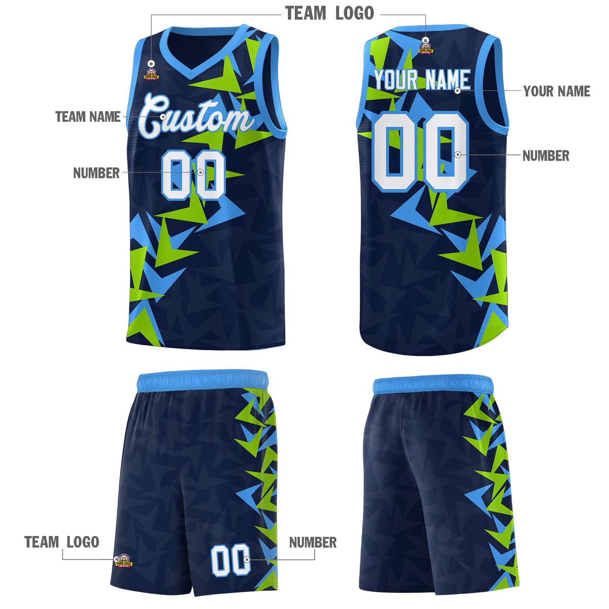 Custom Navy Boomerang Pattern Kits Basketball Jersey|KXKSHOP