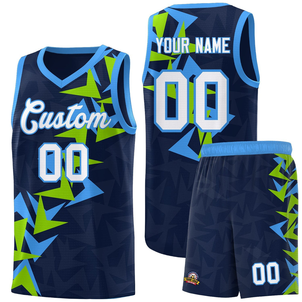 Custom Navy Boomerang Pattern Kits Basketball Jersey|KXKSHOP