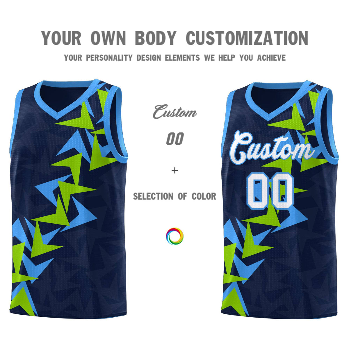 Custom Navy Boomerang Pattern Kits Basketball Jersey|KXKSHOP