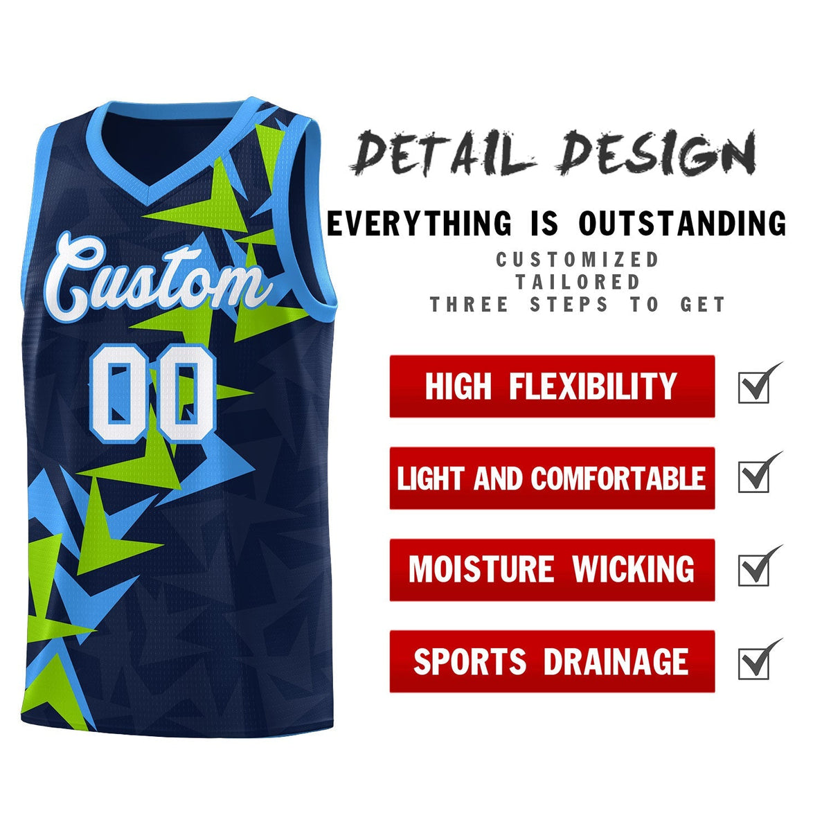 Custom Navy Boomerang Pattern Kits Basketball Jersey|KXKSHOP