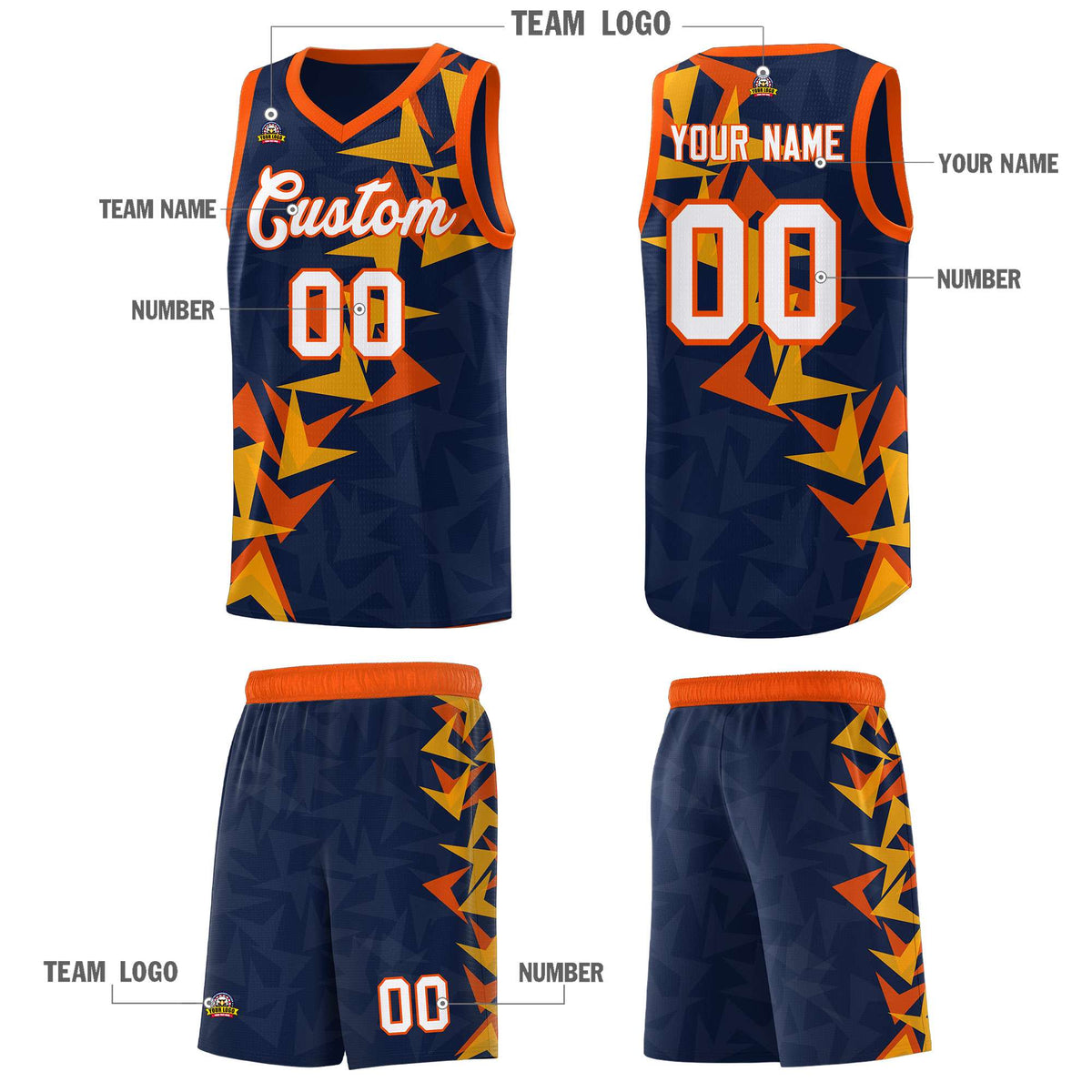Custom Navy Boomerang Pattern Kits Basketball Jersey|KXKSHOP