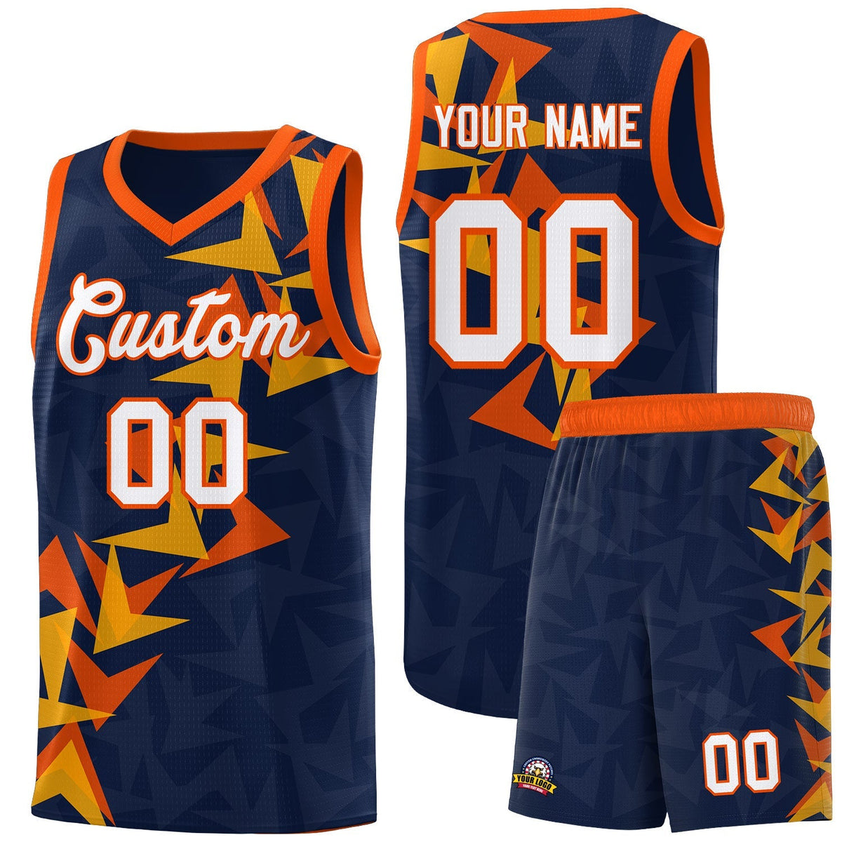 Custom Navy Boomerang Pattern Kits Basketball Jersey|KXKSHOP