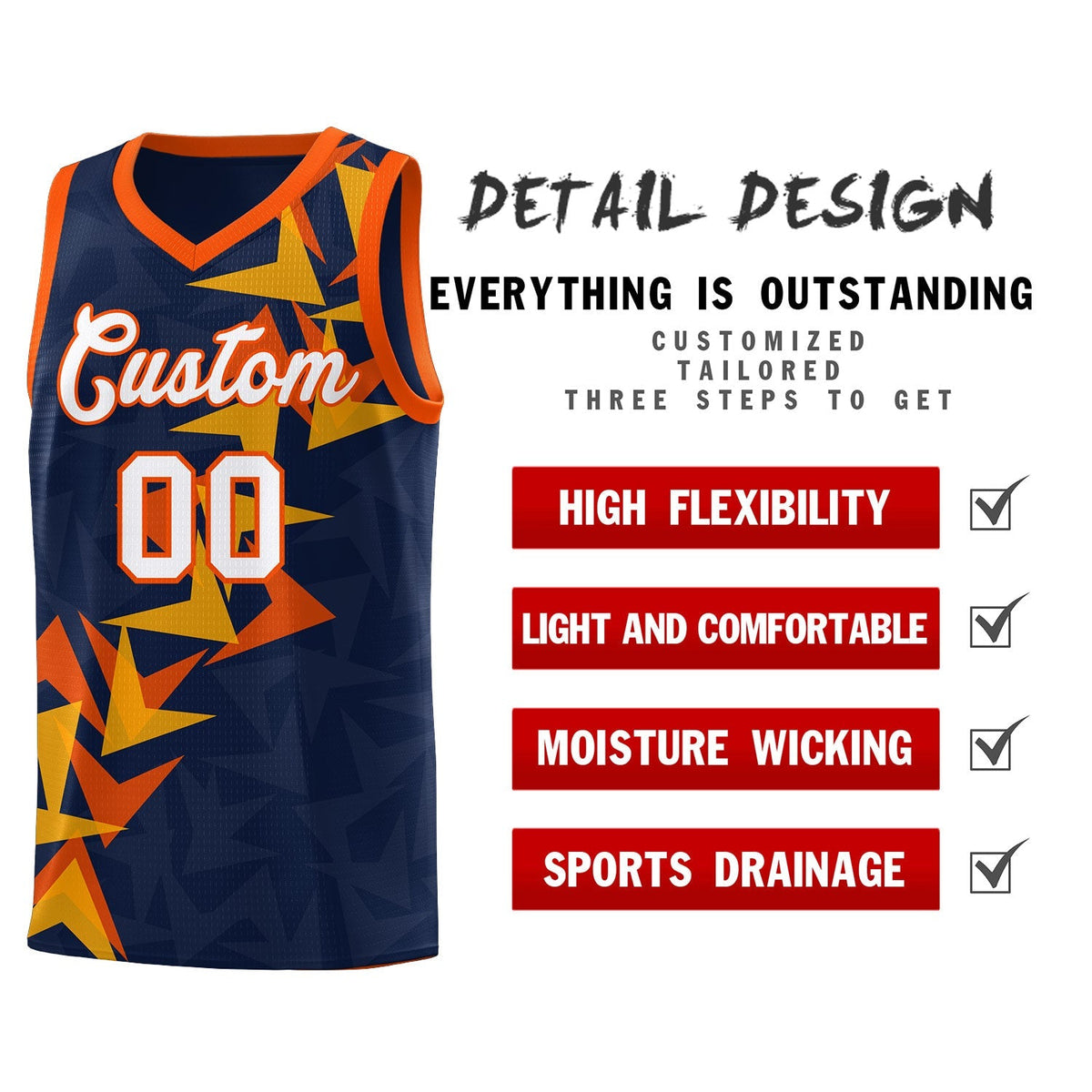 Custom Navy Boomerang Pattern Kits Basketball Jersey|KXKSHOP