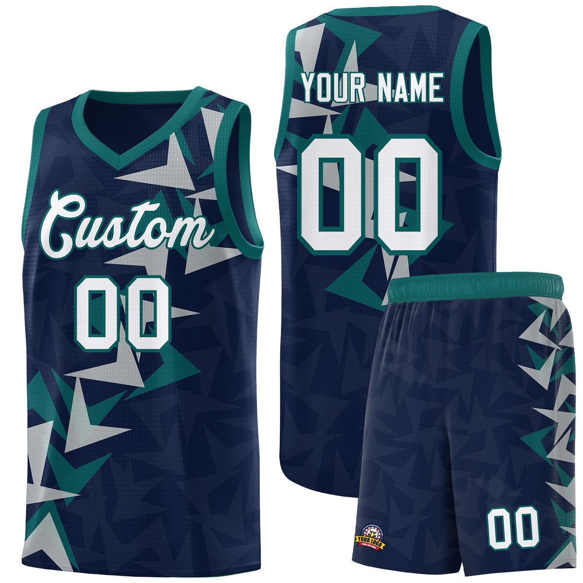 Custom Navy Boomerang Pattern Kits Basketball Jersey|KXKSHOP