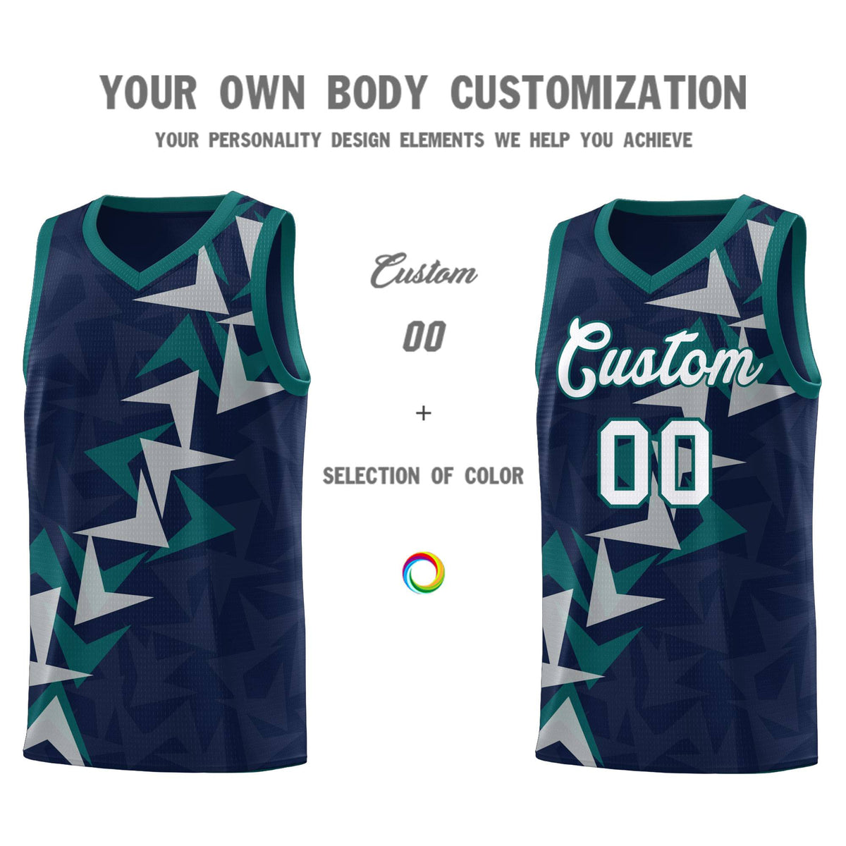 Custom Navy Boomerang Pattern Kits Basketball Jersey|KXKSHOP