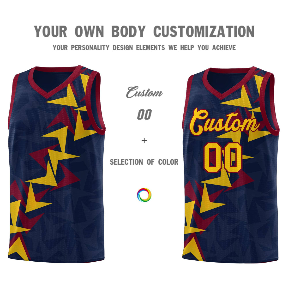 Custom Navy Boomerang Pattern Kits Basketball Jersey|KXKSHOP