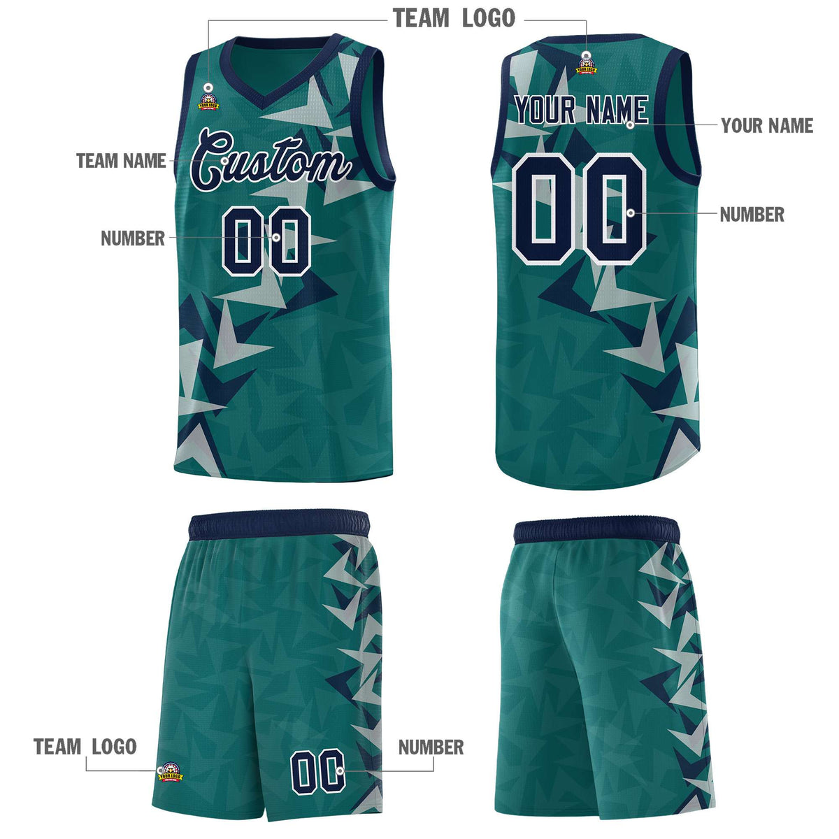 Custom Aqua Boomerang Pattern Kits Basketball Jersey|KXKSHOP