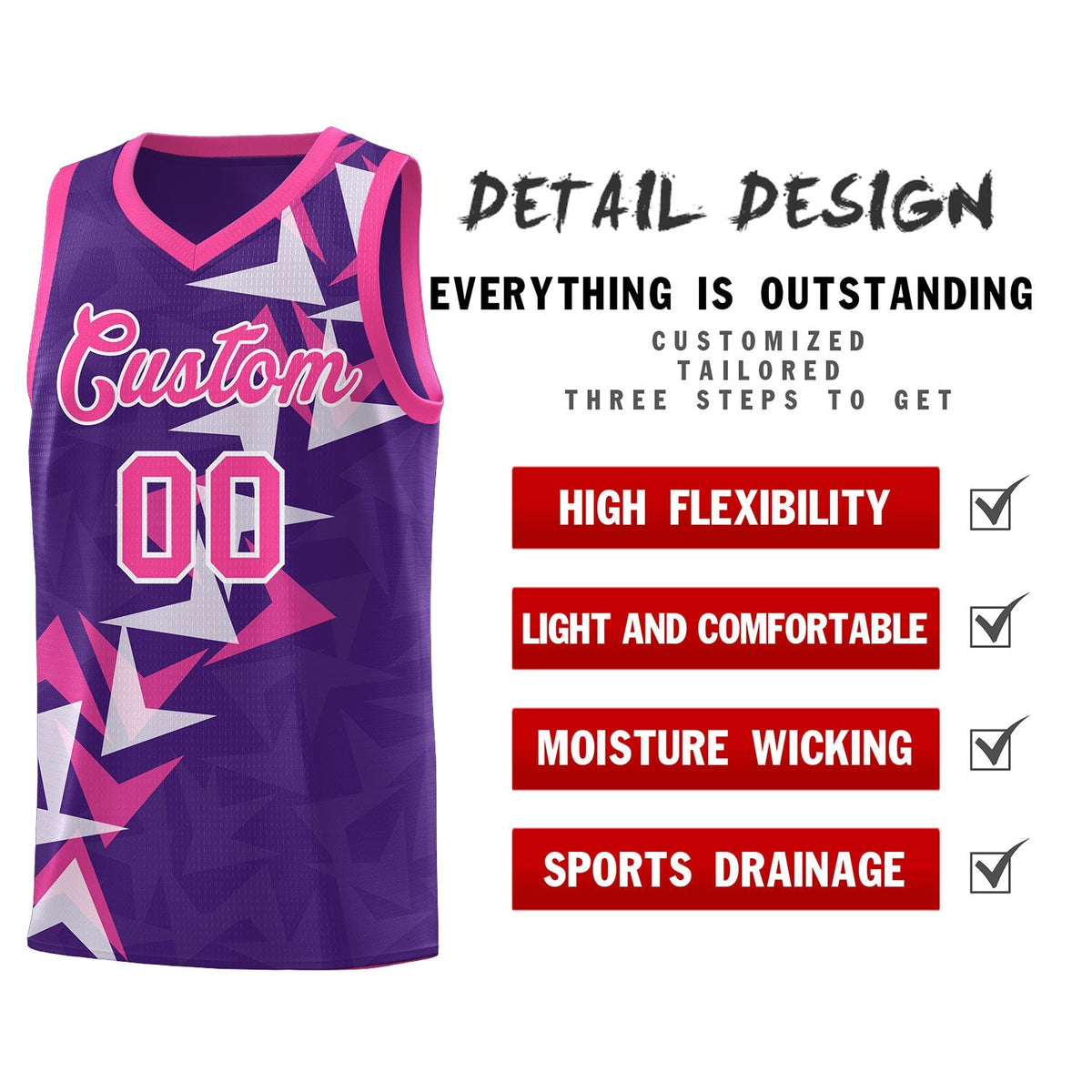 Custom Purple Boomerang Pattern Kits Basketball Jersey|KXKSHOP