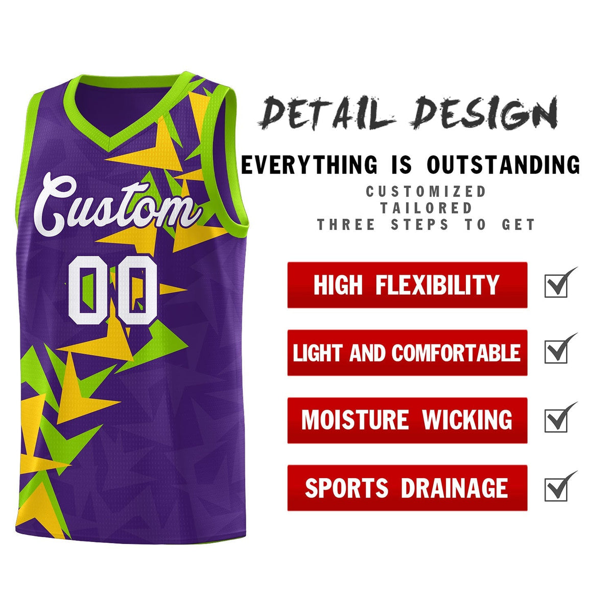 Custom Purple Boomerang Pattern Kits Basketball Jersey|KXKSHOP