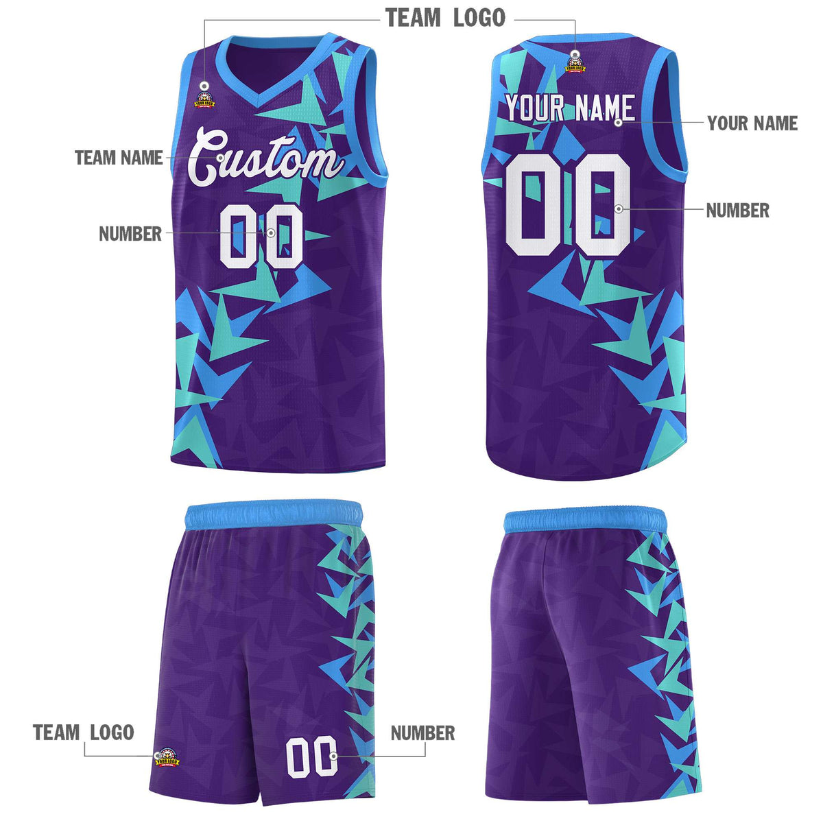 Custom Purple Boomerang Pattern Kits Basketball Jersey|KXKSHOP