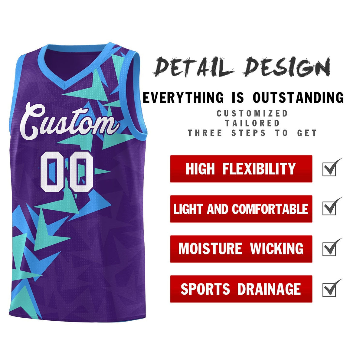 Custom Purple Boomerang Pattern Kits Basketball Jersey|KXKSHOP