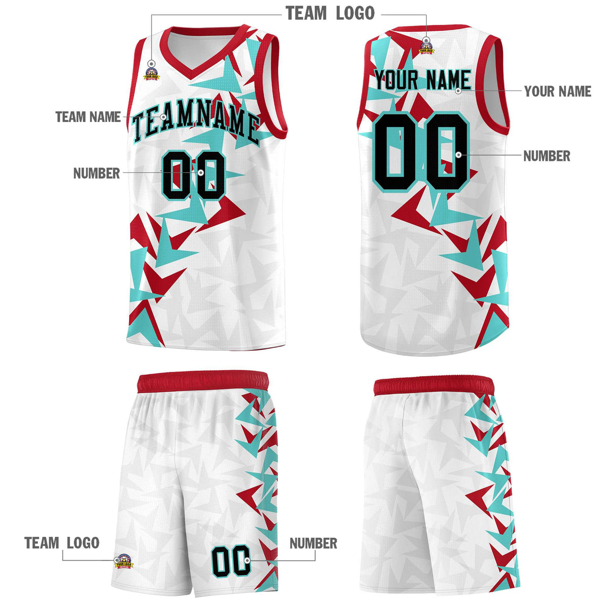 Custom White Boomerang Pattern Kits Basketball Jersey|KXKSHOP