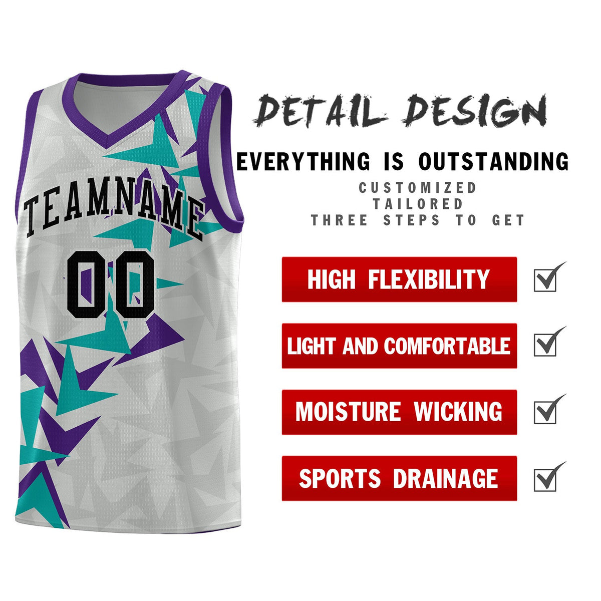 Custom Gray Boomerang Pattern Kits Basketball Jersey|KXKSHOP