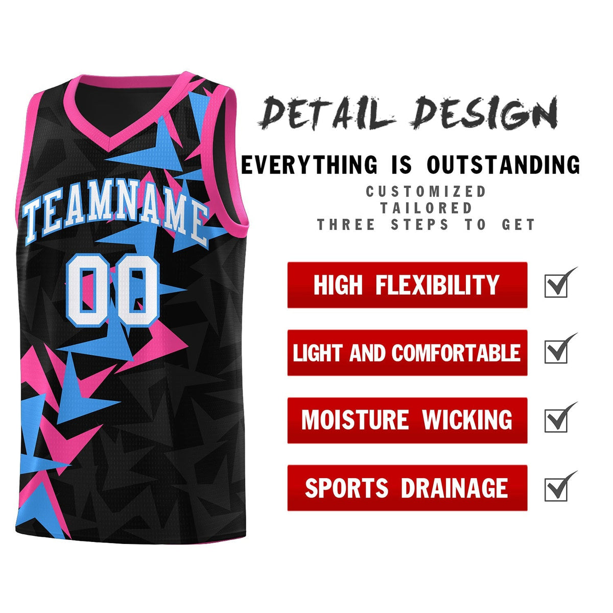 Custom Black Boomerang Pattern Kits Basketball Jersey|KXKSHOP