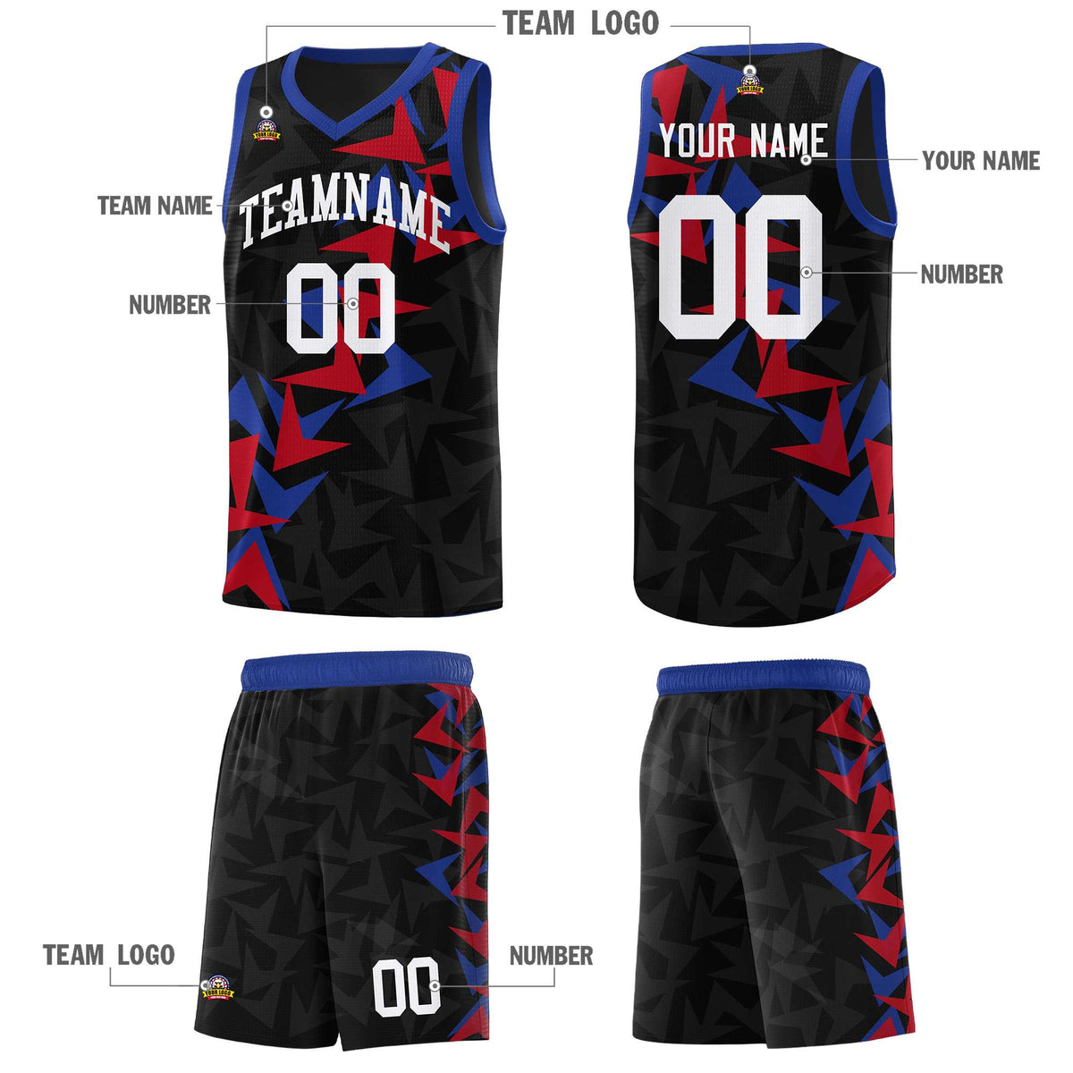 Custom Black Boomerang Pattern Kits Basketball Jersey|KXKSHOP