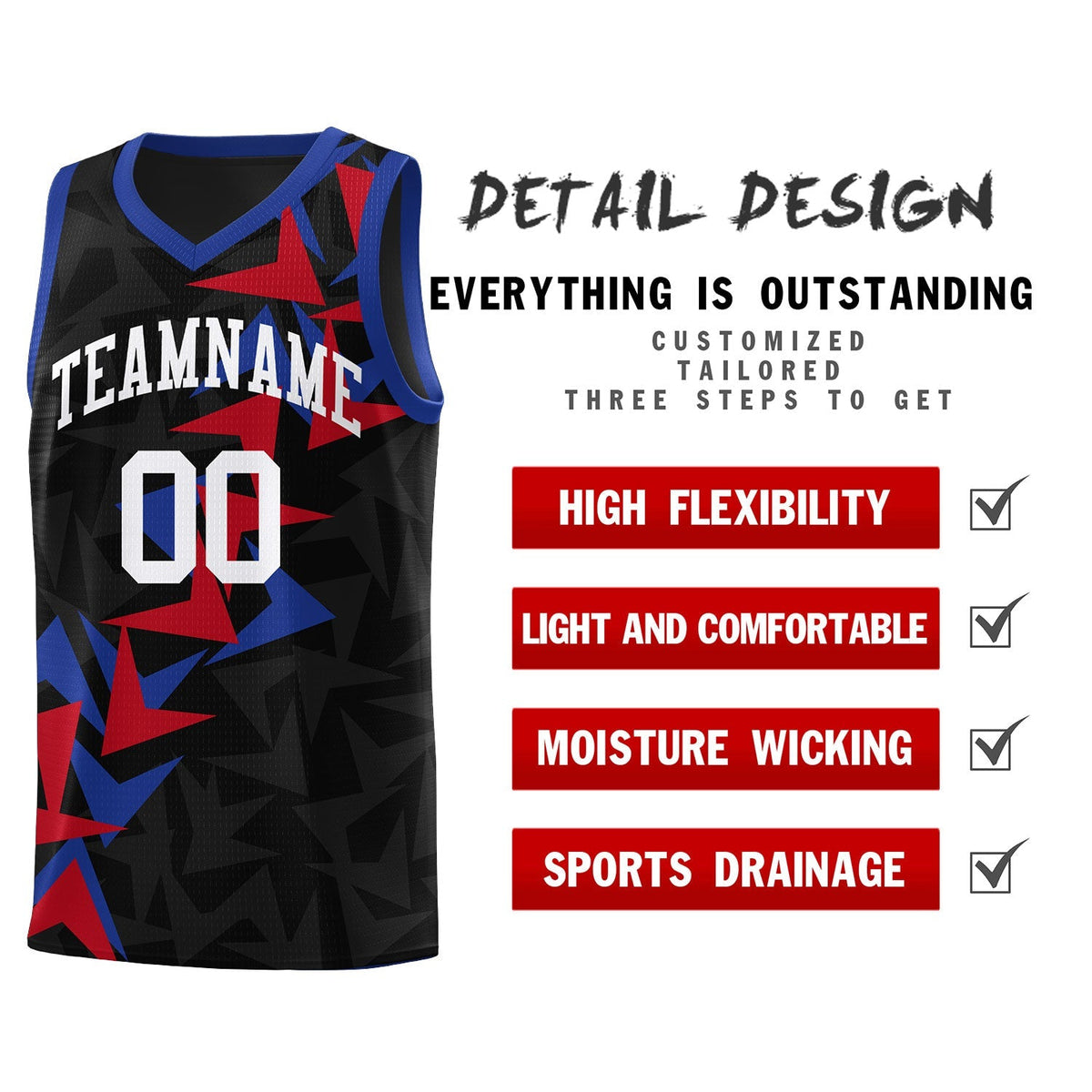 Custom Black Boomerang Pattern Kits Basketball Jersey|KXKSHOP
