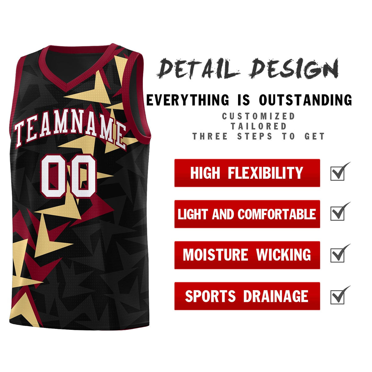 Custom Black Boomerang Pattern Kits Basketball Jersey|KXKSHOP