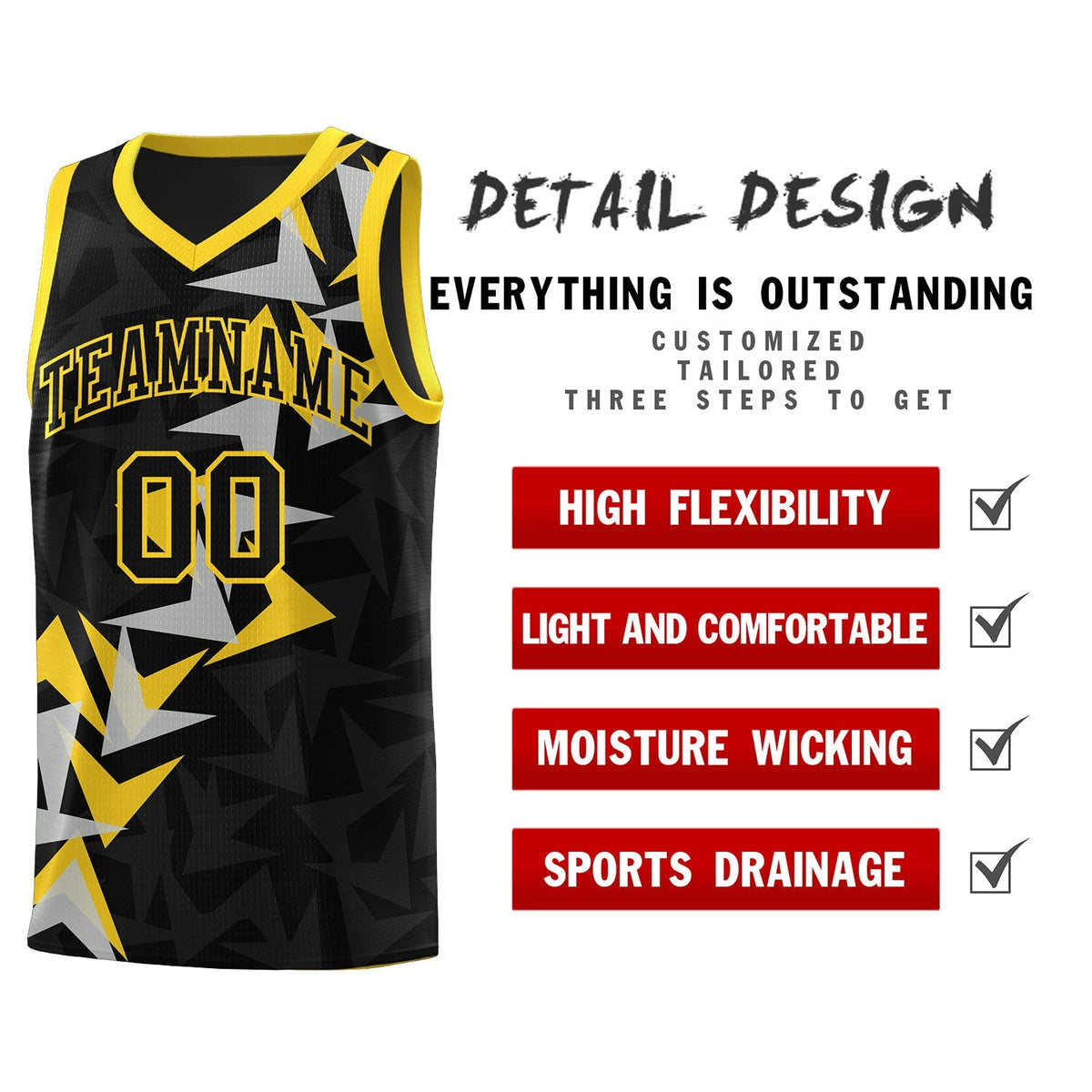 Custom Black Boomerang Pattern Kits Basketball Jersey|KXKSHOP