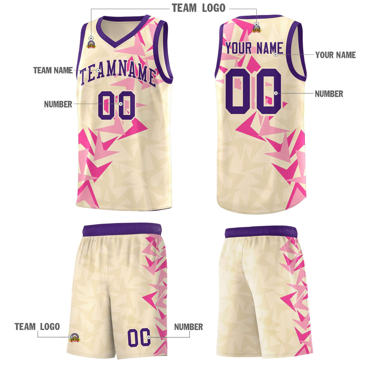 Custom Cream Boomerang Pattern Kits Basketball Jersey|KXKSHOP