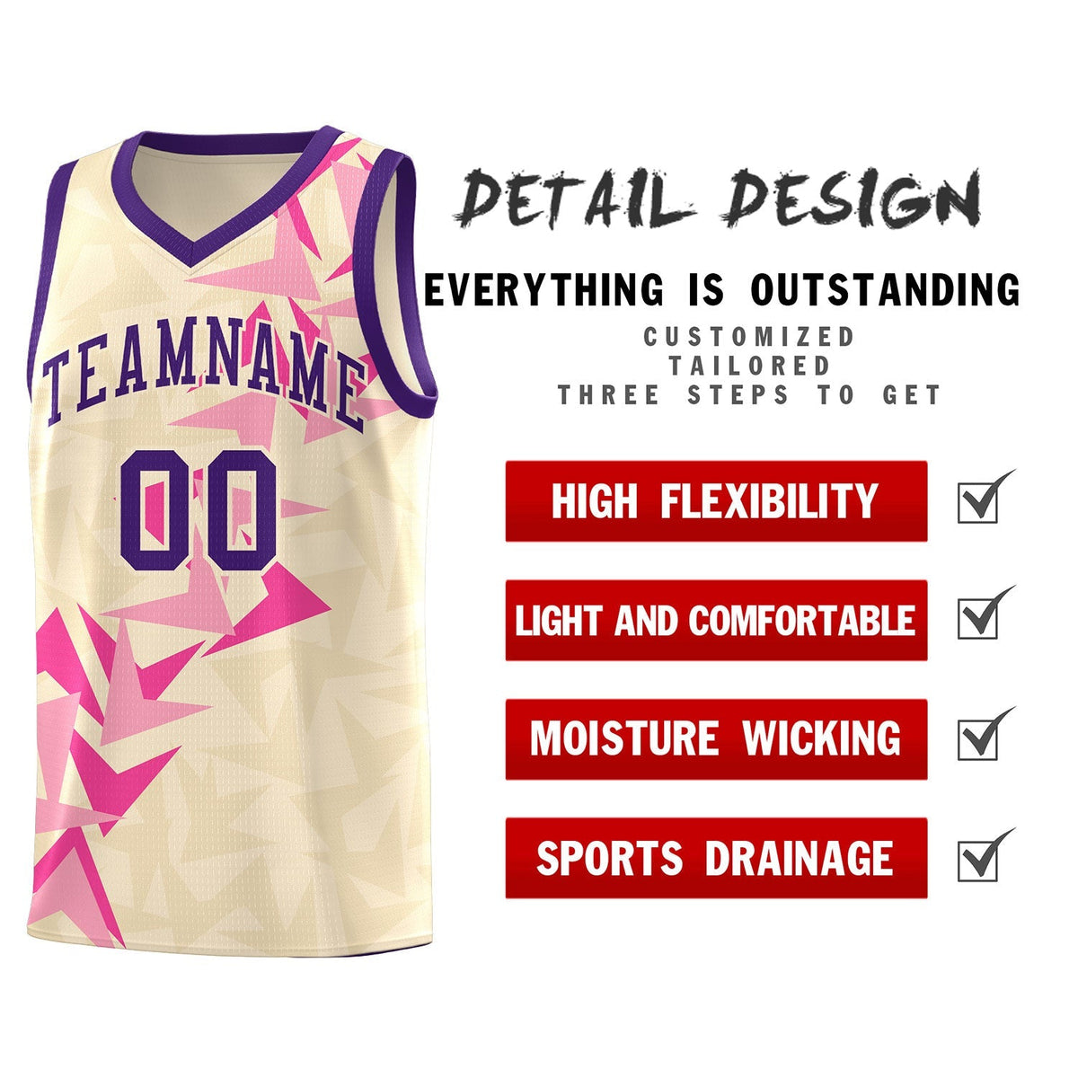 Custom Cream Boomerang Pattern Kits Basketball Jersey|KXKSHOP