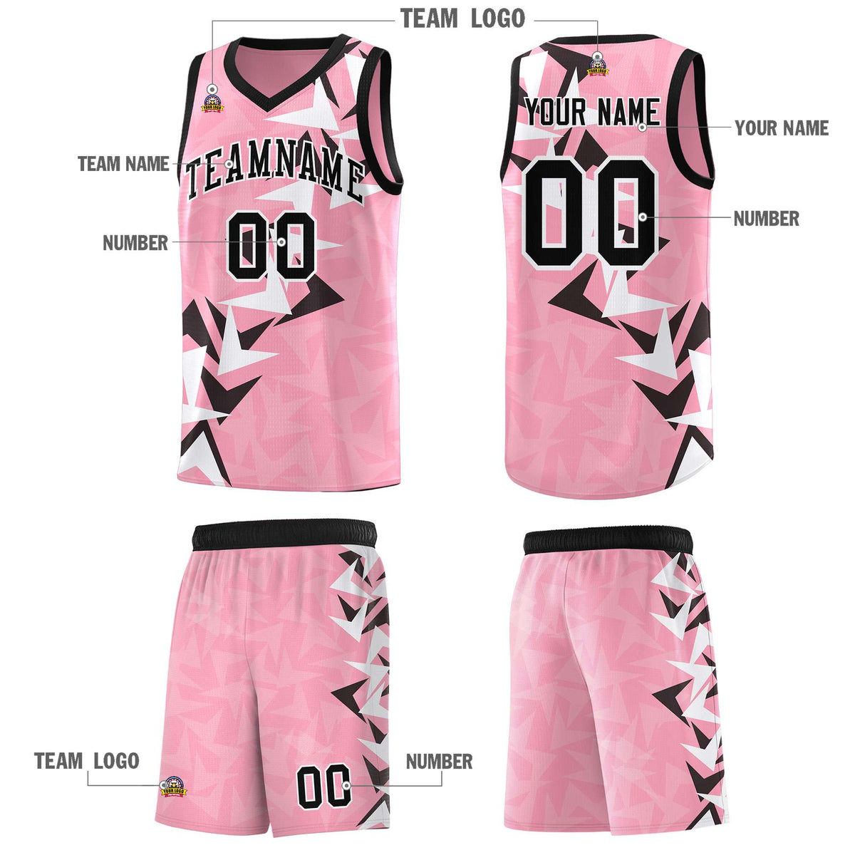 Custom Light Pink Boomerang Pattern Kits Basketball Jersey|KXKSHOP