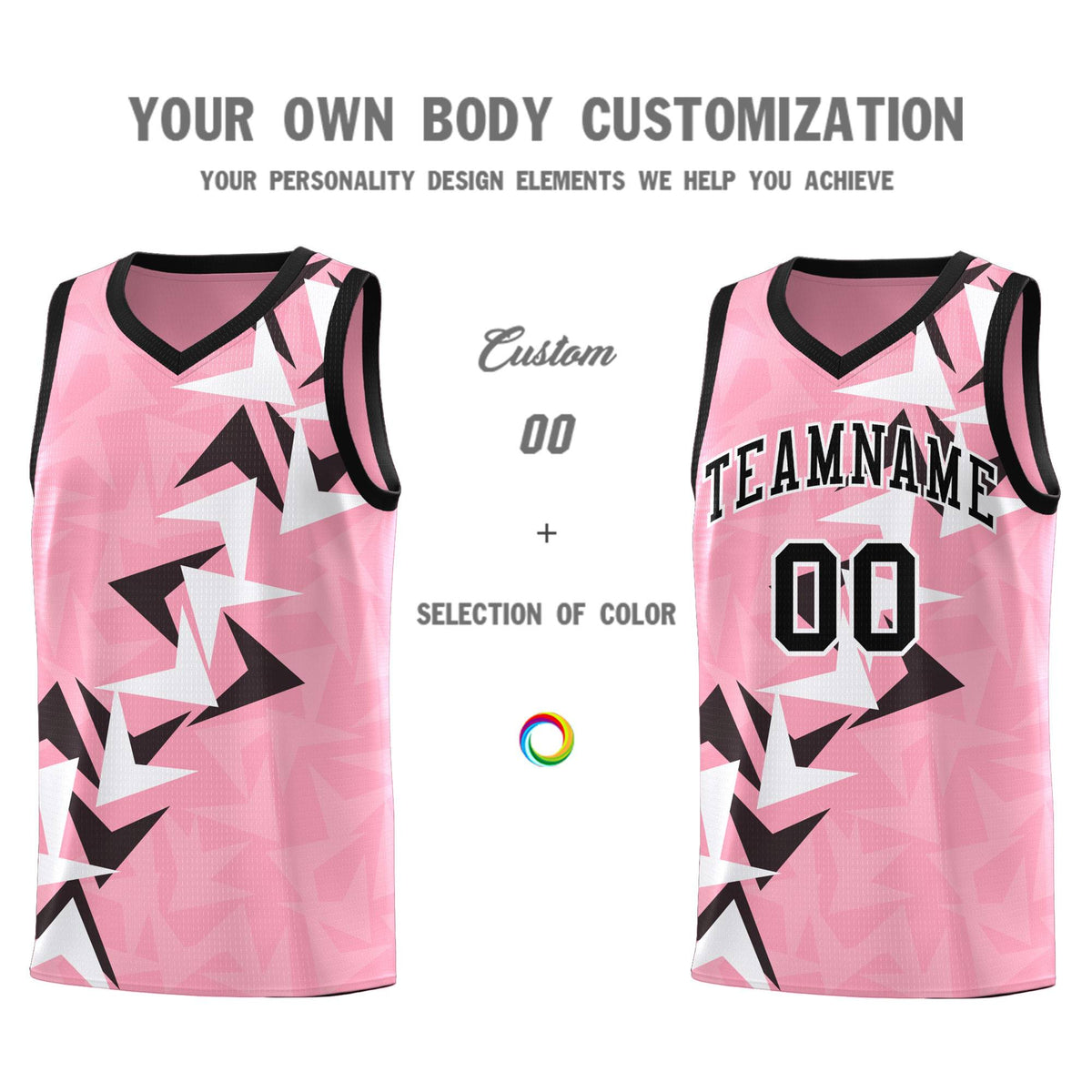 Custom Light Pink Boomerang Pattern Kits Basketball Jersey|KXKSHOP
