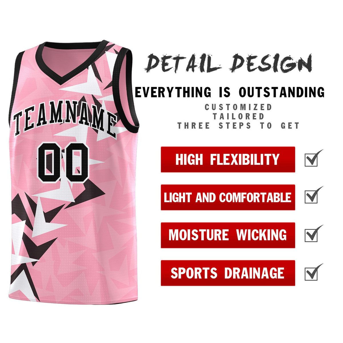 Custom Light Pink Boomerang Pattern Kits Basketball Jersey|KXKSHOP