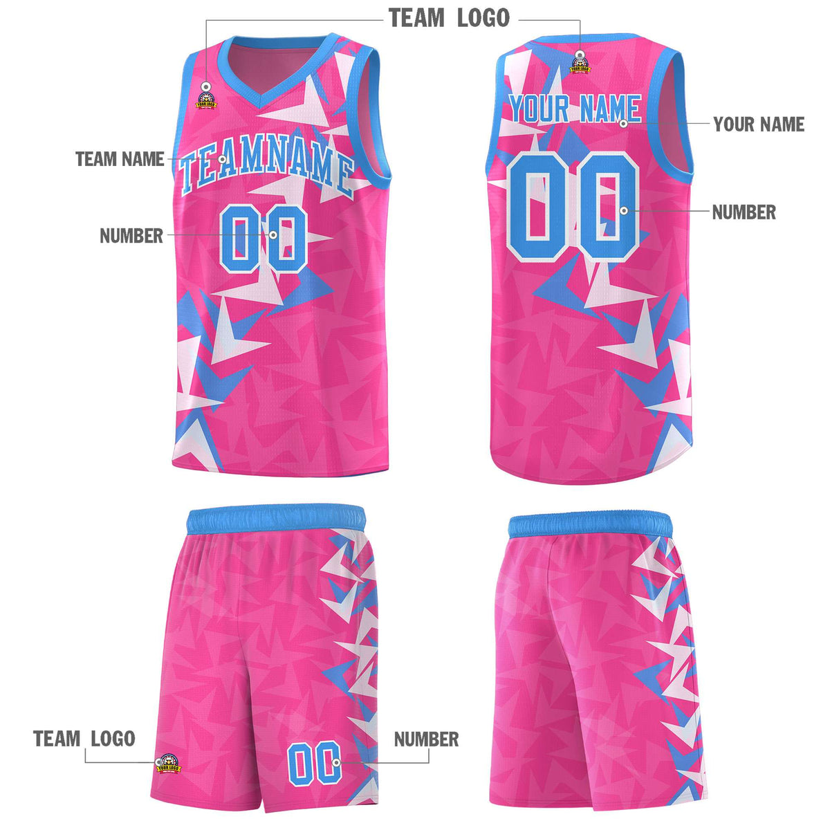 Custom Pink Boomerang Pattern Kits Basketball Jersey|KXKSHOP