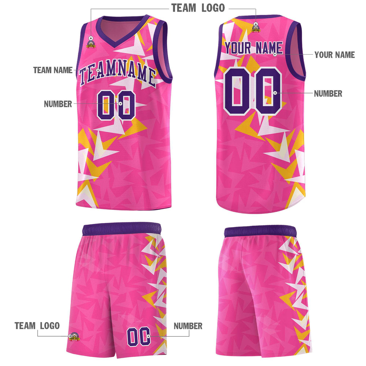 Custom Pink Boomerang Pattern Kits Basketball Jersey|KXKSHOP