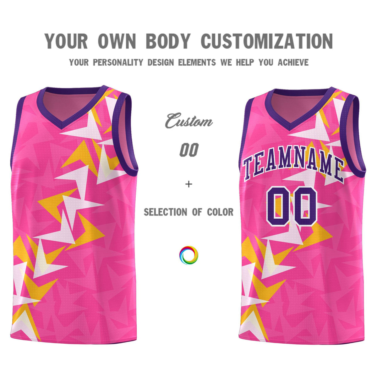 Custom Pink Boomerang Pattern Kits Basketball Jersey|KXKSHOP