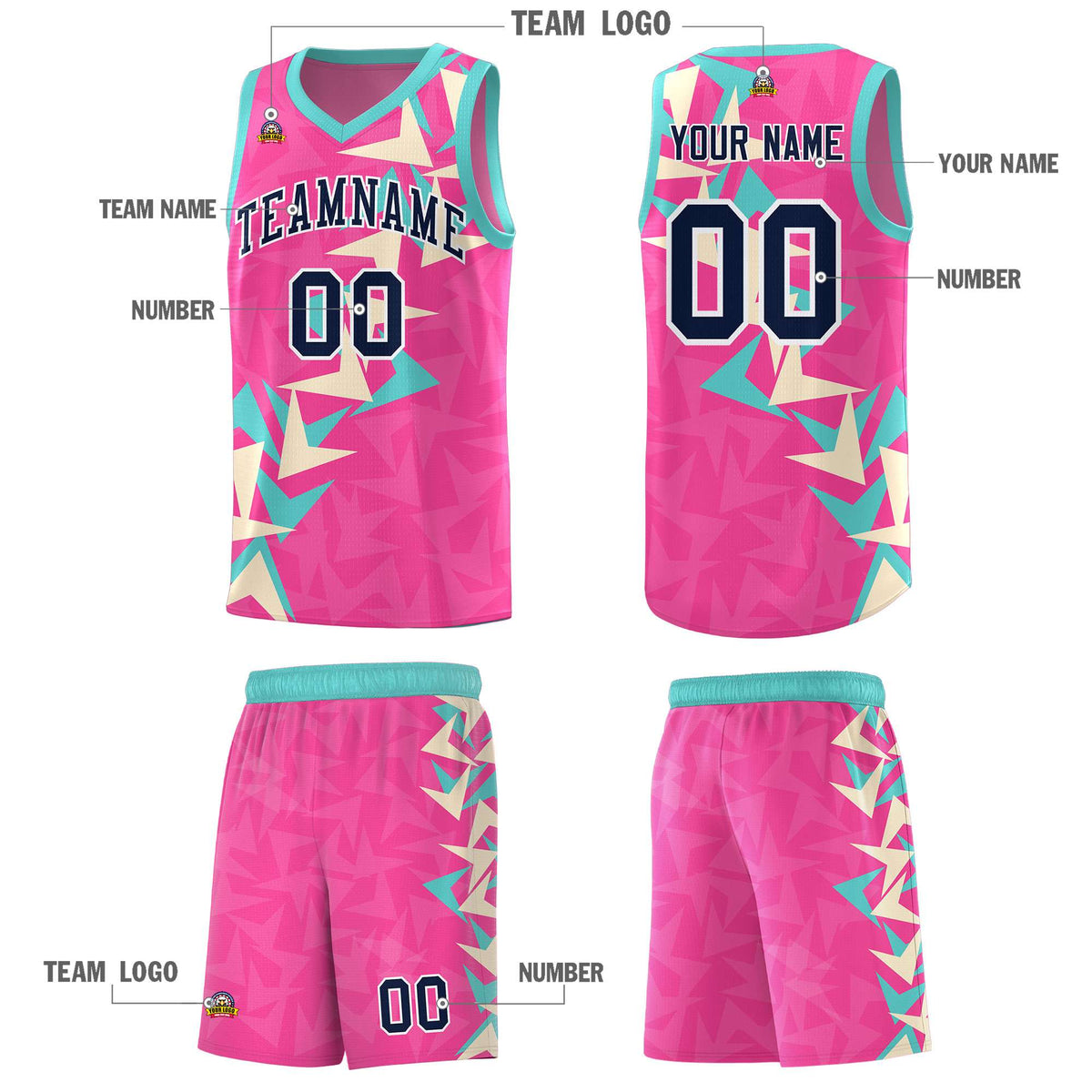 Custom Pink Boomerang Pattern Kits Basketball Jersey|KXKSHOP