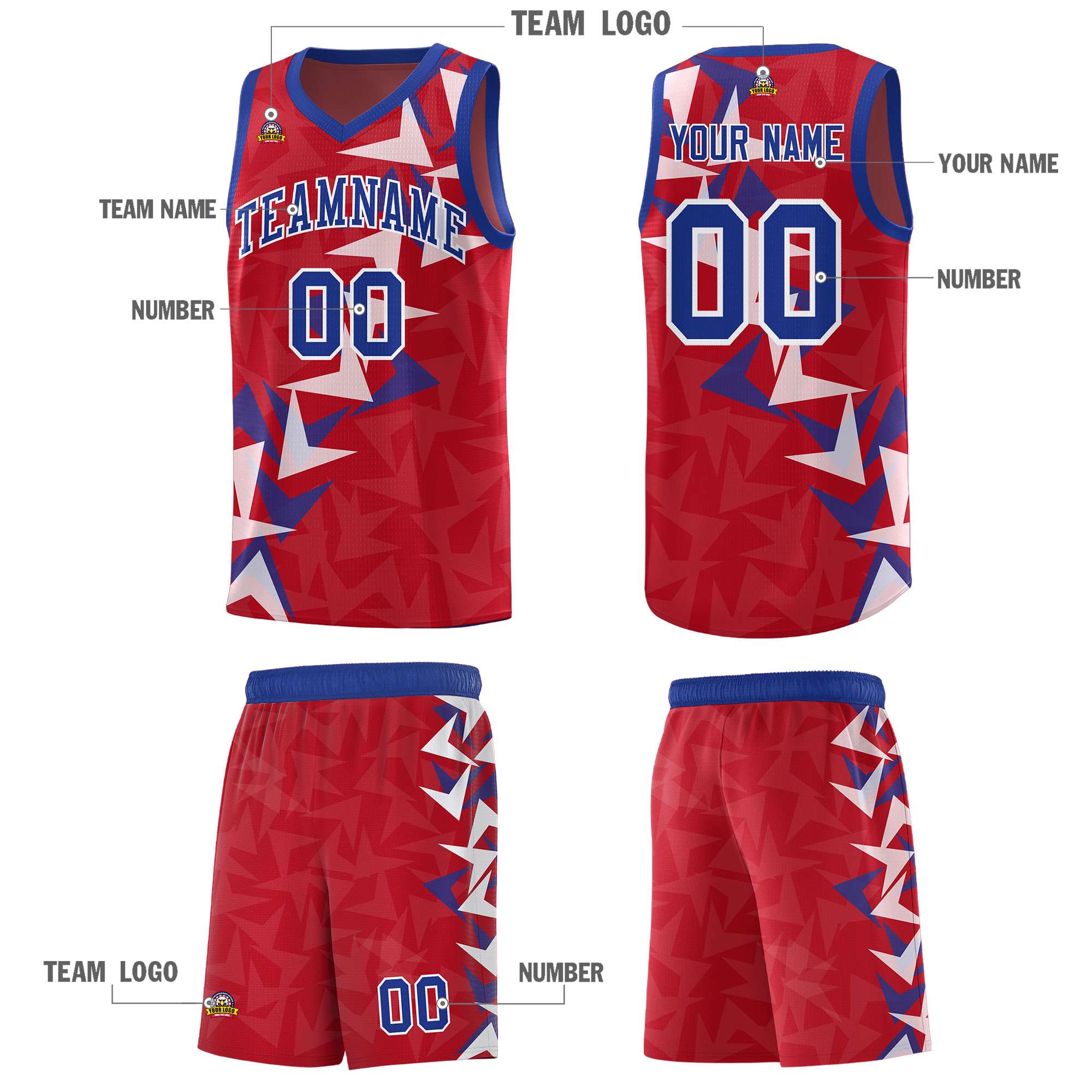 Custom Red Boomerang Pattern Kits Basketball Jersey|KXKSHOP