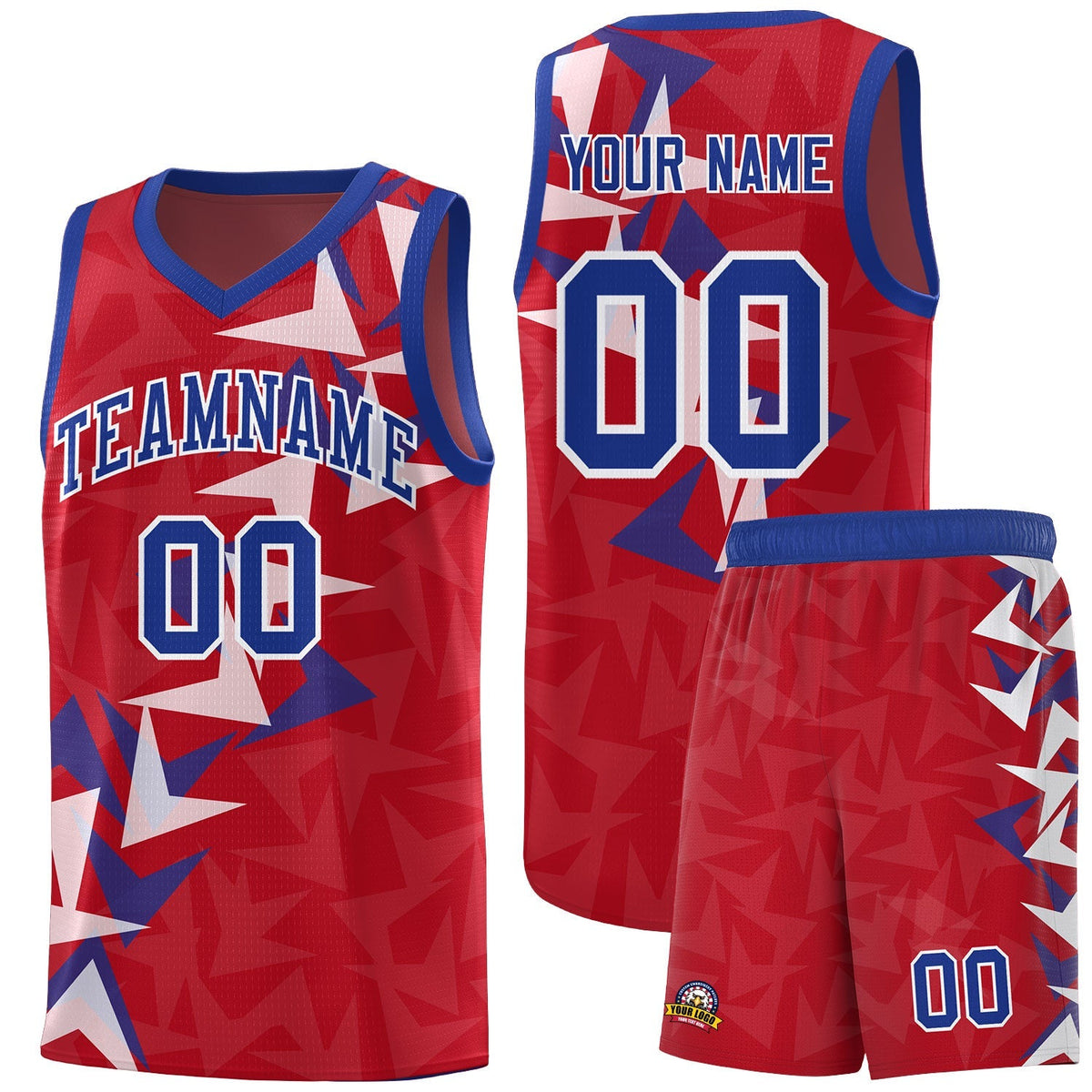 Custom Red Boomerang Pattern Kits Basketball Jersey|KXKSHOP