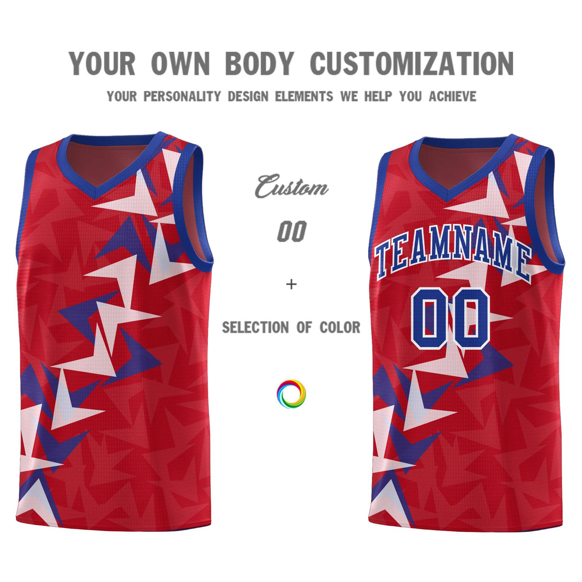 Custom Red Boomerang Pattern Kits Basketball Jersey|KXKSHOP