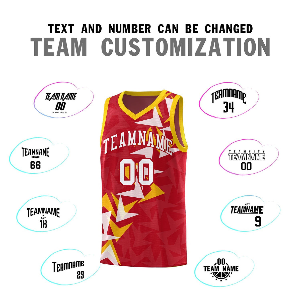 Custom Red Boomerang Pattern Kits Basketball Jersey|KXKSHOP