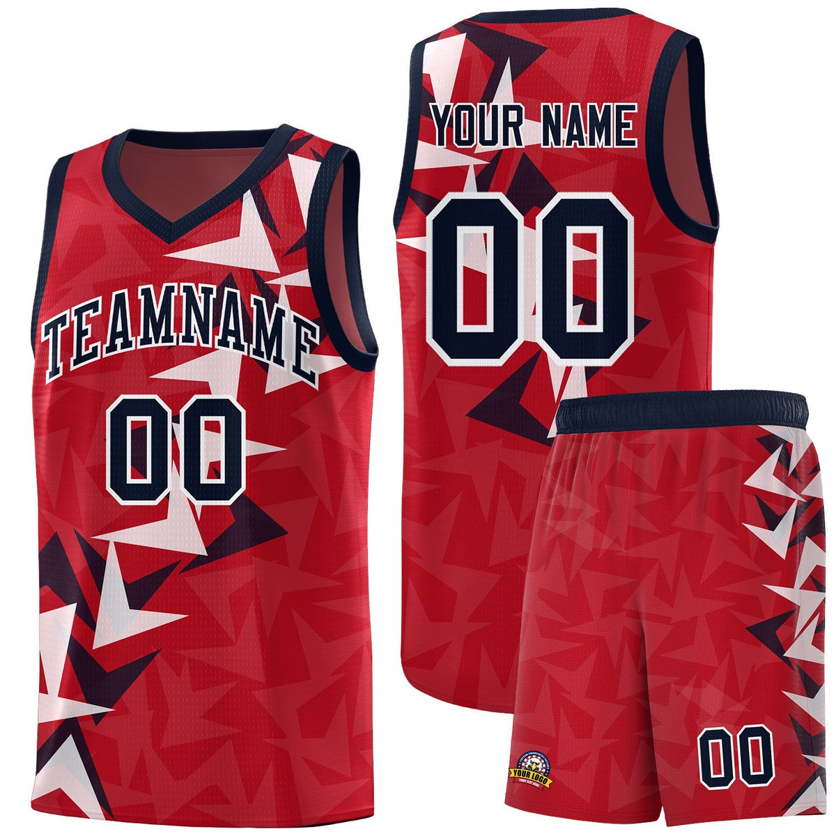 Custom Red Boomerang Pattern Kits Basketball Jersey|KXKSHOP