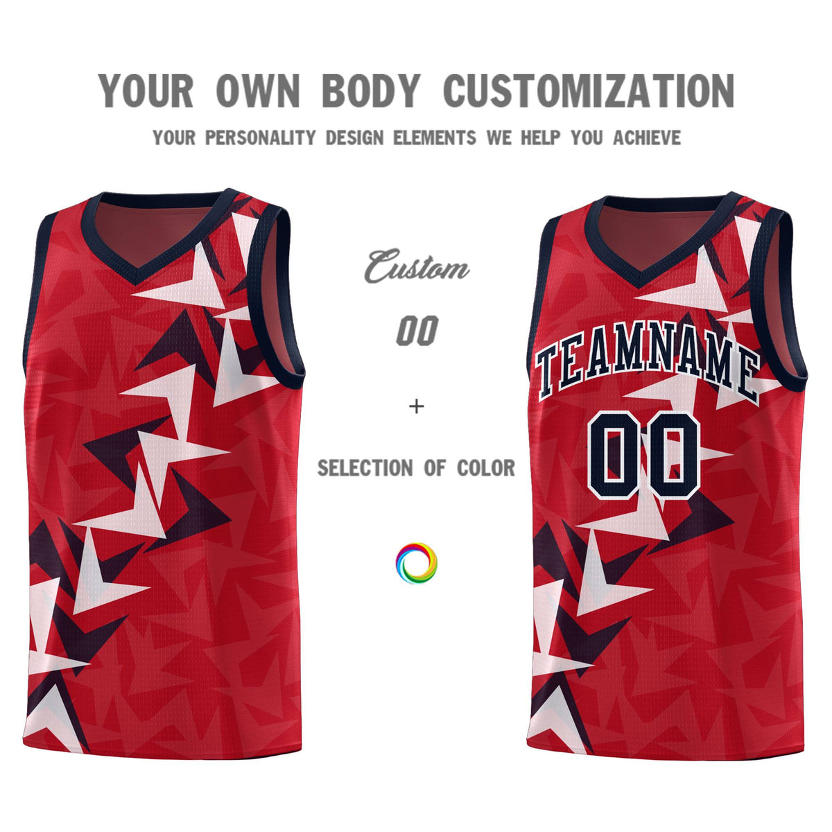Custom Red Boomerang Pattern Kits Basketball Jersey|KXKSHOP