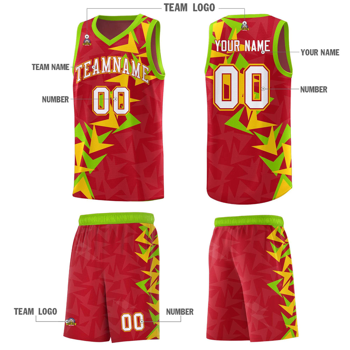 Custom Red Boomerang Pattern Kits Basketball Jersey|KXKSHOP