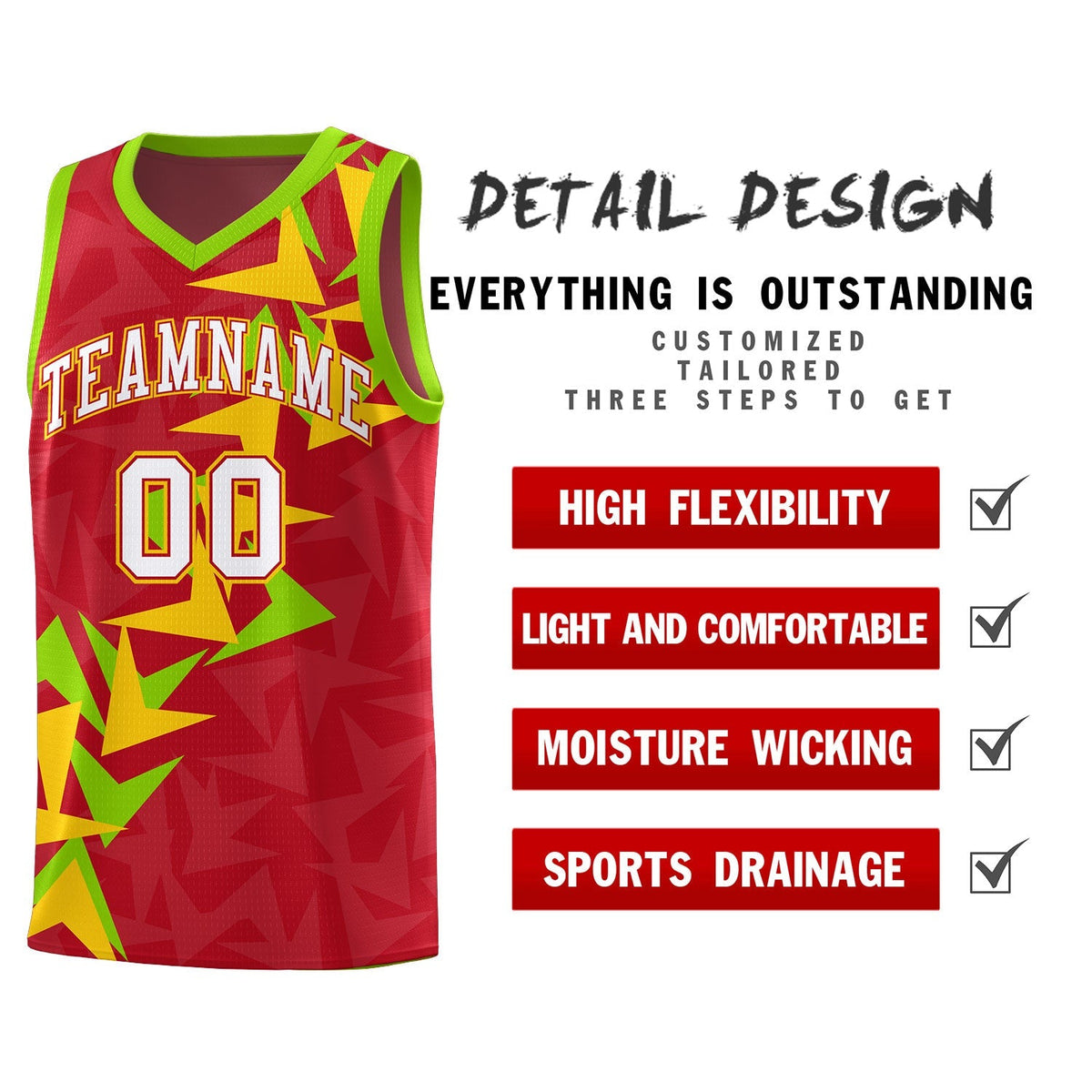 Custom Red Boomerang Pattern Kits Basketball Jersey|KXKSHOP