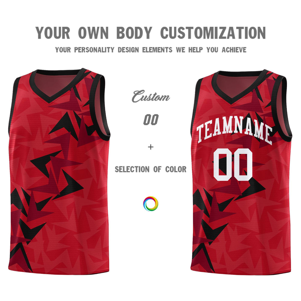 Custom Red Boomerang Pattern Kits Basketball Jersey|KXKSHOP