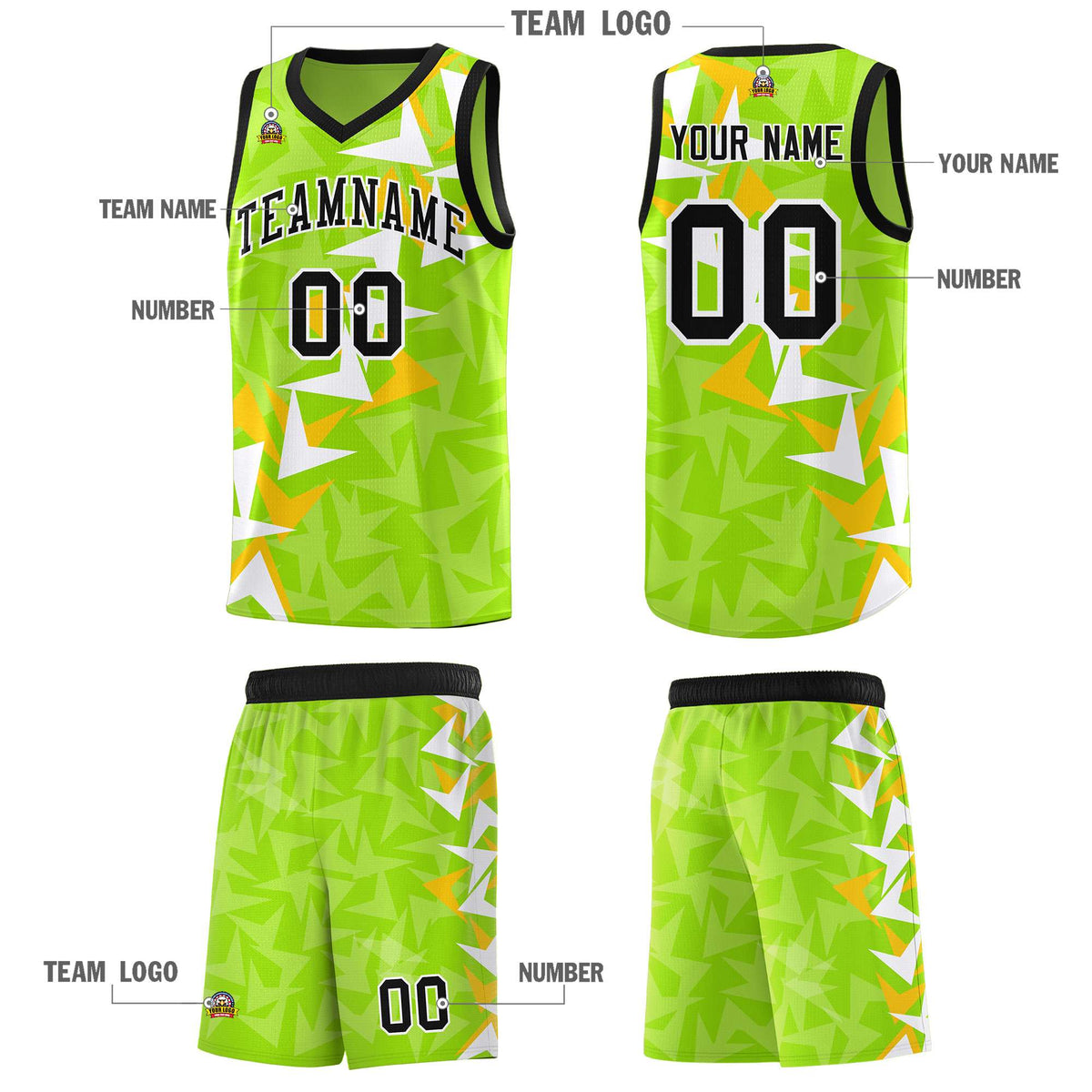 Custom Neon Green Boomerang Pattern Kits Basketball Jersey|KXKSHOP