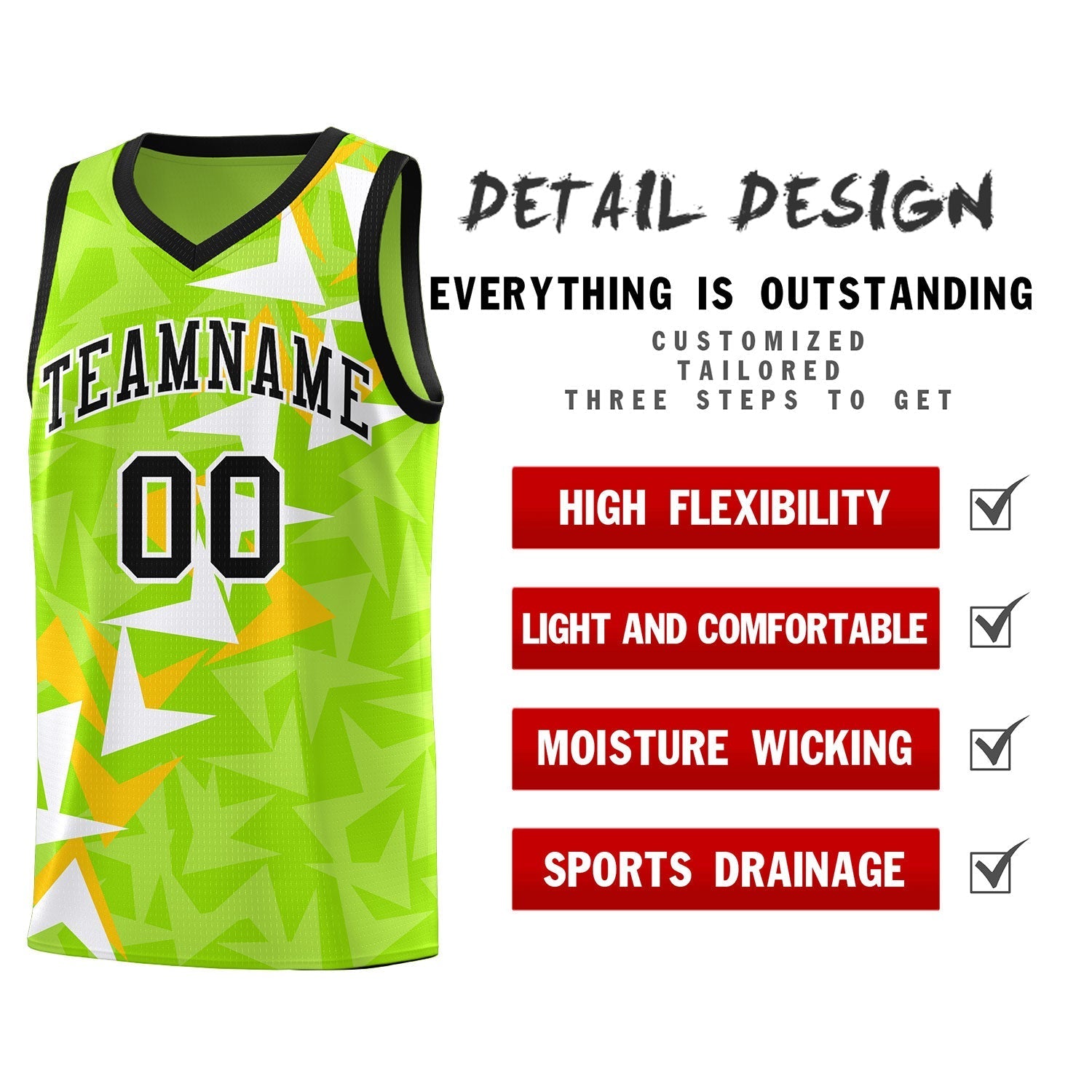 Custom Neon Green Boomerang Pattern Kits Basketball Jersey|KXKSHOP