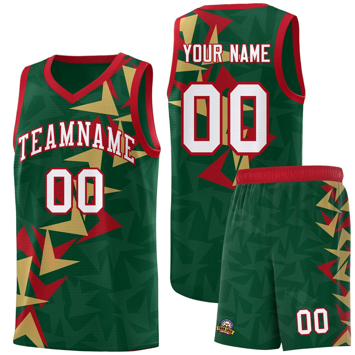 Custom Hunter Green Boomerang Pattern Kits Basketball Jersey|KXKSHOP