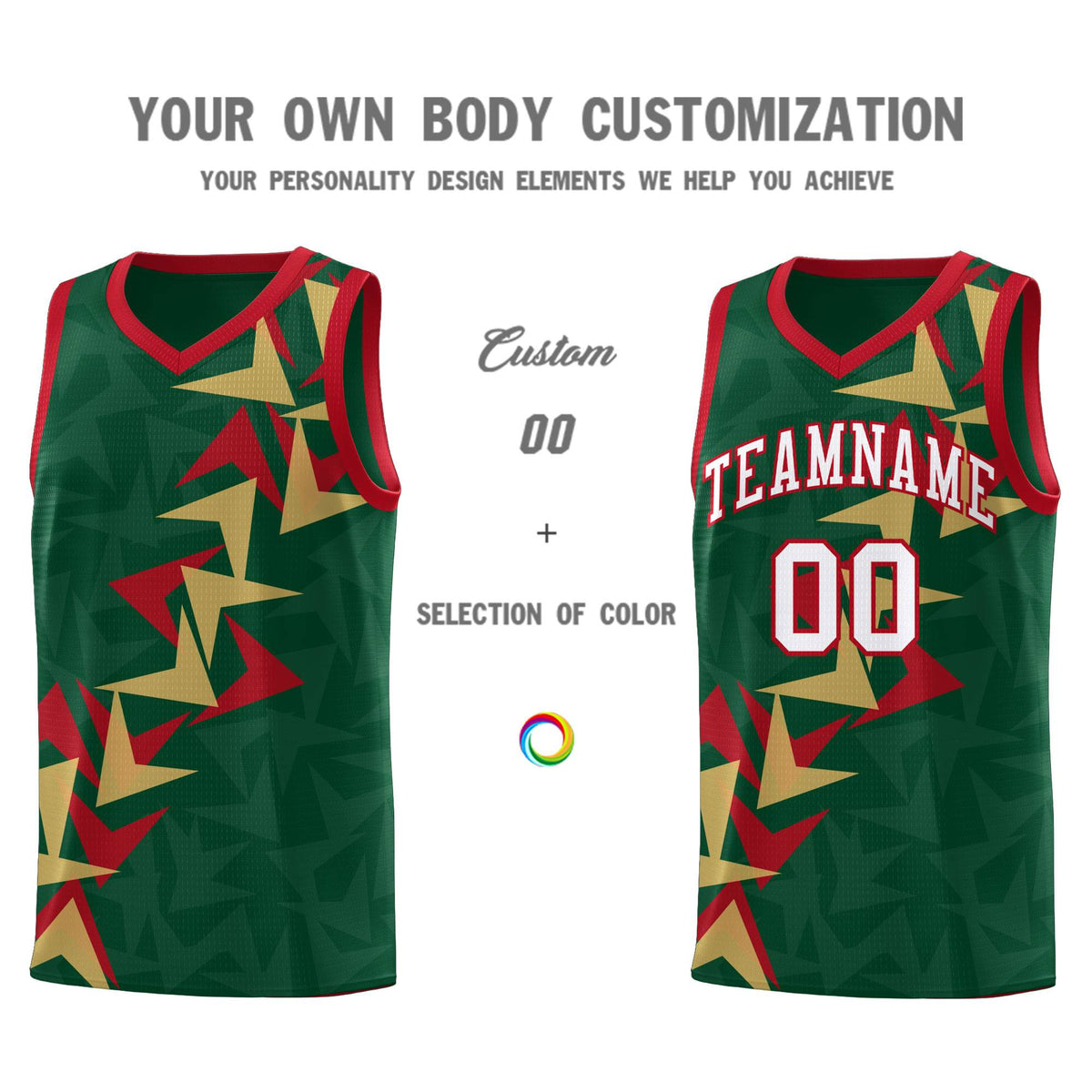 Custom Hunter Green Boomerang Pattern Kits Basketball Jersey|KXKSHOP